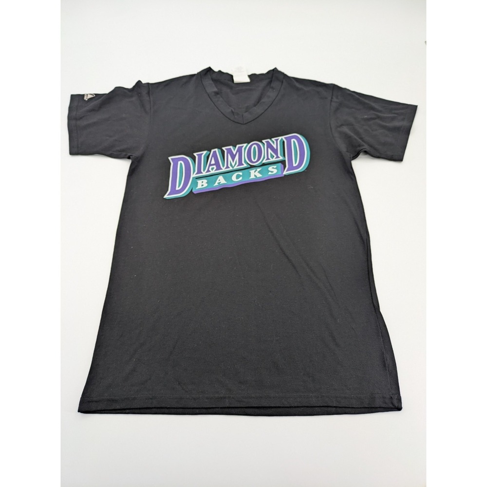 Vintage Arizona Diamondbacks Majestic Black T-Shirt Size M V-Neck Made In USA - Picture 1 of 7